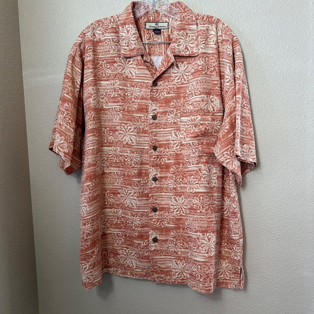 Tommy Bahama 100% Silk‎ Short  Sleeve button up Shirt Hawaiian Size large